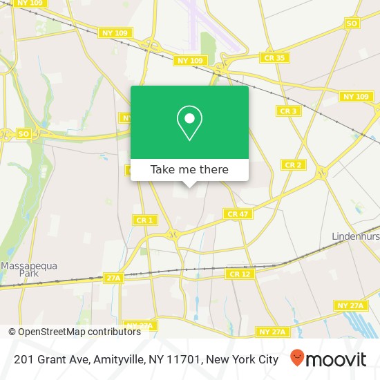 Mapa de 201 Grant Ave, Amityville, NY 11701