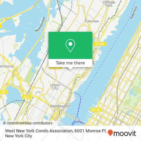 West New York Condo Association, 6001 Monroe Pl map