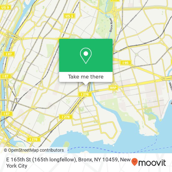 Mapa de E 165th St (165th longfellow), Bronx, NY 10459