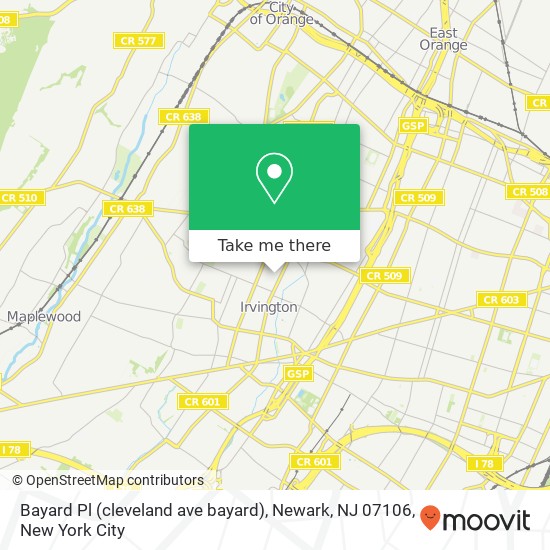 Bayard Pl (cleveland ave bayard), Newark, NJ 07106 map