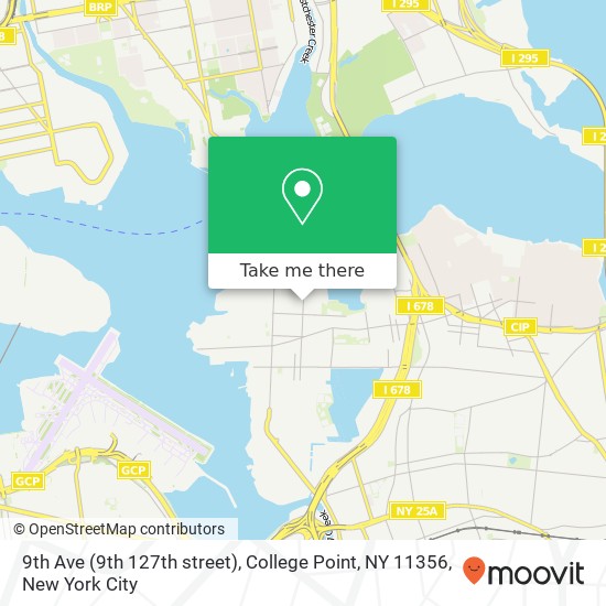 Mapa de 9th Ave (9th 127th street), College Point, NY 11356