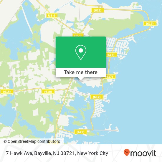 Mapa de 7 Hawk Ave, Bayville, NJ 08721