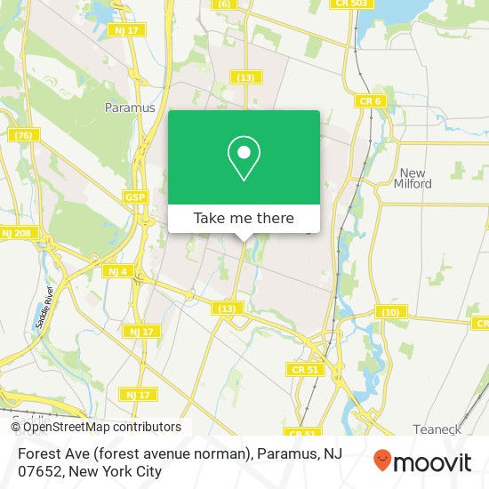 Mapa de Forest Ave (forest avenue norman), Paramus, NJ 07652