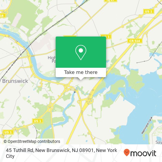 Mapa de 45 Tuthill Rd, New Brunswick, NJ 08901
