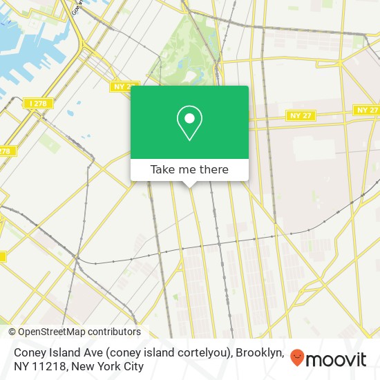 Mapa de Coney Island Ave (coney island cortelyou), Brooklyn, NY 11218