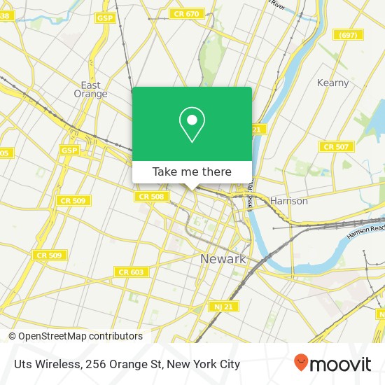 Mapa de Uts Wireless, 256 Orange St