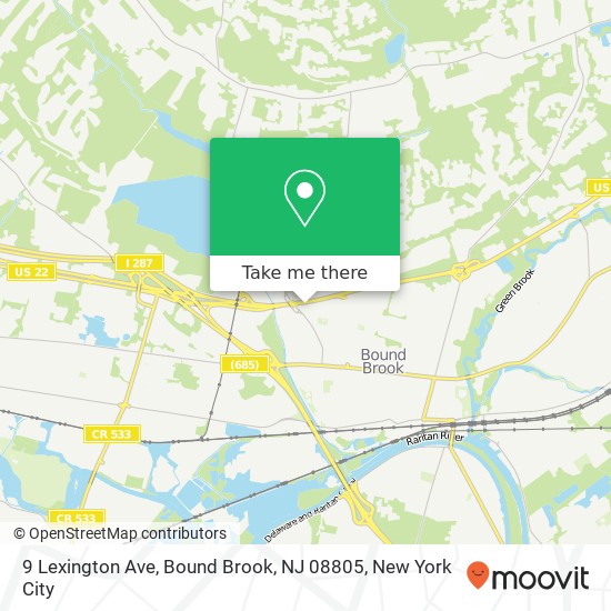 Mapa de 9 Lexington Ave, Bound Brook, NJ 08805