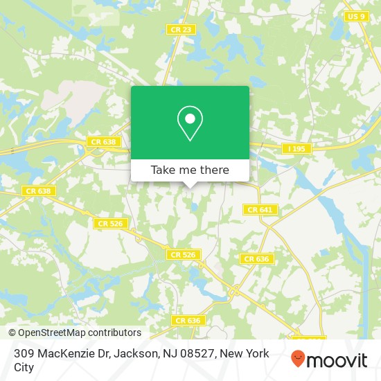 Mapa de 309 MacKenzie Dr, Jackson, NJ 08527
