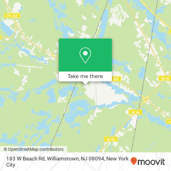 Mapa de 183 W Beach Rd, Williamstown, NJ 08094
