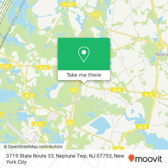 Mapa de 3719 State Route 33, Neptune Twp, NJ 07753