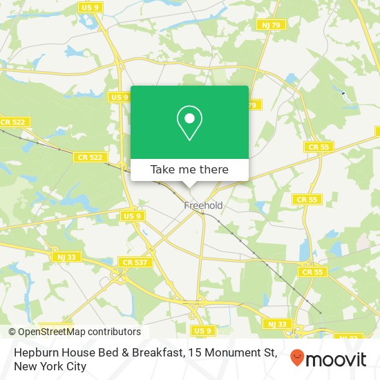 Mapa de Hepburn House Bed & Breakfast, 15 Monument St