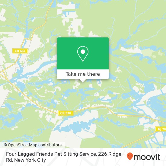 Mapa de Four-Legged Friends Pet Sitting Service, 226 Ridge Rd