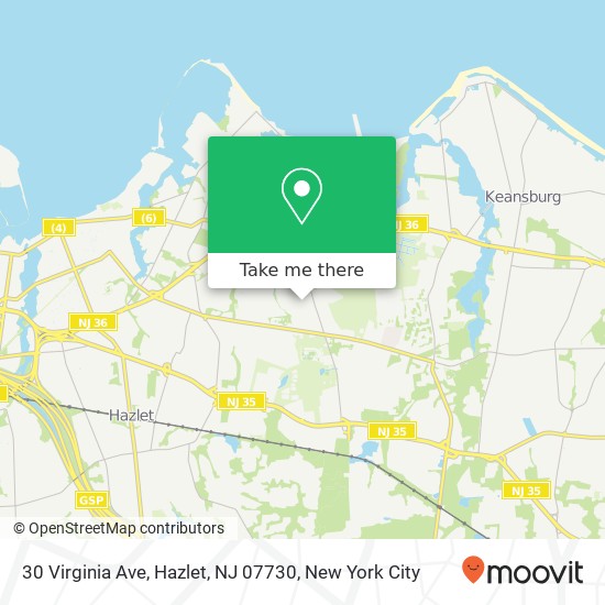 Mapa de 30 Virginia Ave, Hazlet, NJ 07730