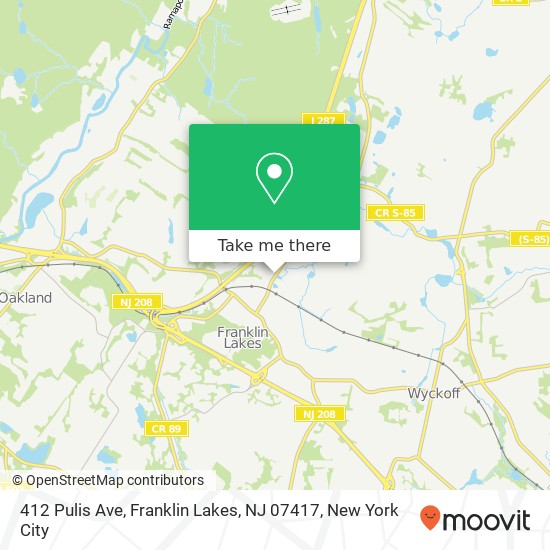 Mapa de 412 Pulis Ave, Franklin Lakes, NJ 07417