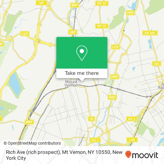 Mapa de Rich Ave (rich prospect), Mt Vernon, NY 10550