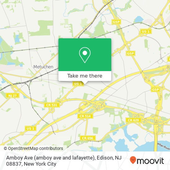 Amboy Ave (amboy ave and lafayette), Edison, NJ 08837 map