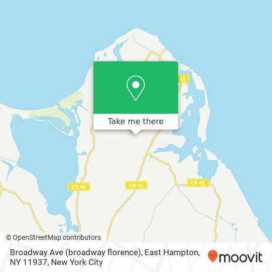 Mapa de Broadway Ave (broadway florence), East Hampton, NY 11937