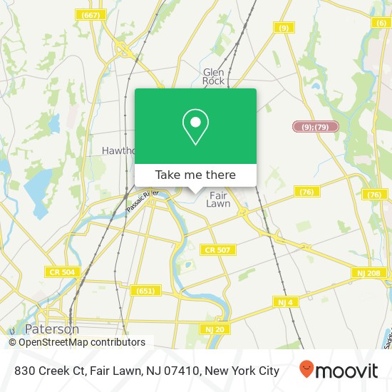 830 Creek Ct, Fair Lawn, NJ 07410 map