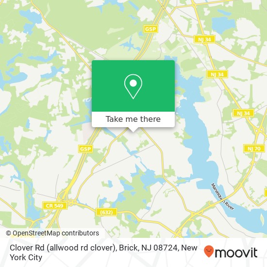 Mapa de Clover Rd (allwood rd clover), Brick, NJ 08724