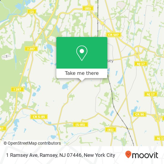 Mapa de 1 Ramsey Ave, Ramsey, NJ 07446