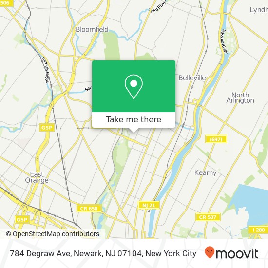 Mapa de 784 Degraw Ave, Newark, NJ 07104