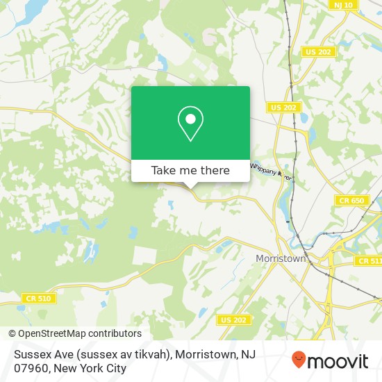 Mapa de Sussex Ave (sussex av tikvah), Morristown, NJ 07960
