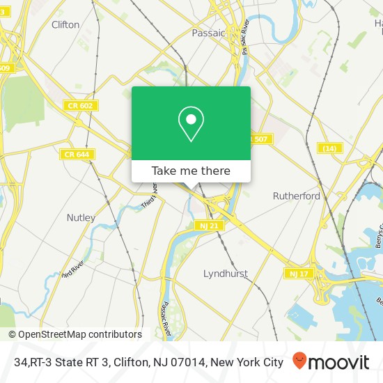 Mapa de 34,RT-3 State RT 3, Clifton, NJ 07014
