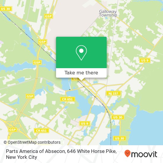 Mapa de Parts America of Absecon, 646 White Horse Pike