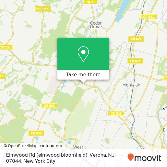 Elmwood Rd (elmwood bloomfield), Verona, NJ 07044 map