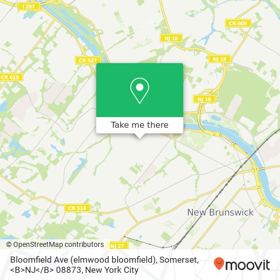 Mapa de Bloomfield Ave (elmwood bloomfield), Somerset, <B>NJ< / B> 08873