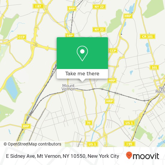 Mapa de E Sidney Ave, Mt Vernon, NY 10550