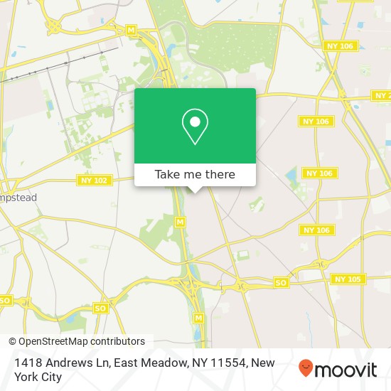 Mapa de 1418 Andrews Ln, East Meadow, NY 11554