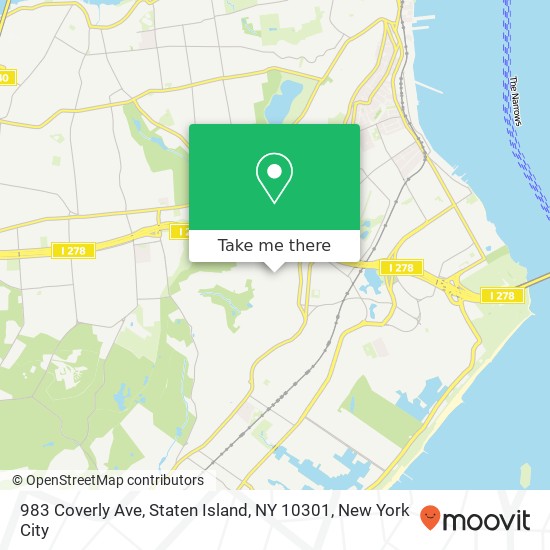 Mapa de 983 Coverly Ave, Staten Island, NY 10301