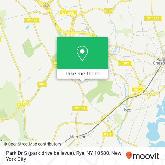 Mapa de Park Dr S (park drive bellevue), Rye, NY 10580