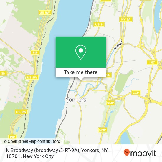 Mapa de N Broadway (broadway @ RT-9A), Yonkers, NY 10701