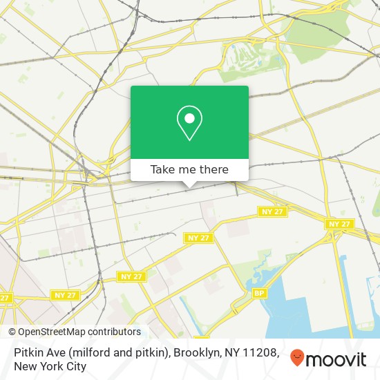Mapa de Pitkin Ave (milford and pitkin), Brooklyn, NY 11208
