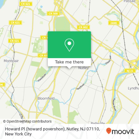 Mapa de Howard Pl (howard povershon), Nutley, NJ 07110