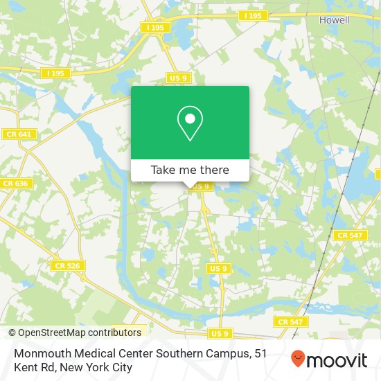 Mapa de Monmouth Medical Center Southern Campus, 51 Kent Rd