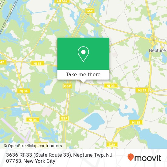 Mapa de 3636 RT-33 (State Route 33), Neptune Twp, NJ 07753