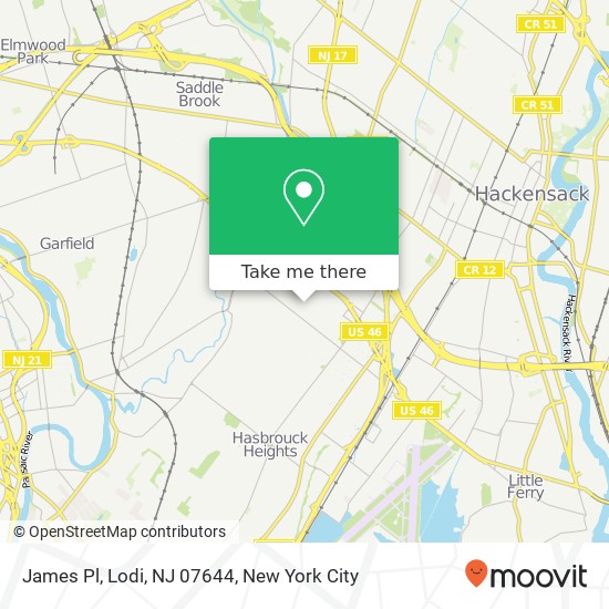 Mapa de James Pl, Lodi, NJ 07644