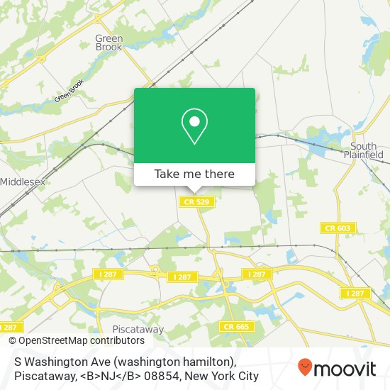 Mapa de S Washington Ave (washington hamilton), Piscataway, <B>NJ< / B> 08854