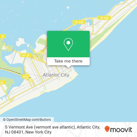 Mapa de S Vermont Ave (vermont ave atlantic), Atlantic City, NJ 08401