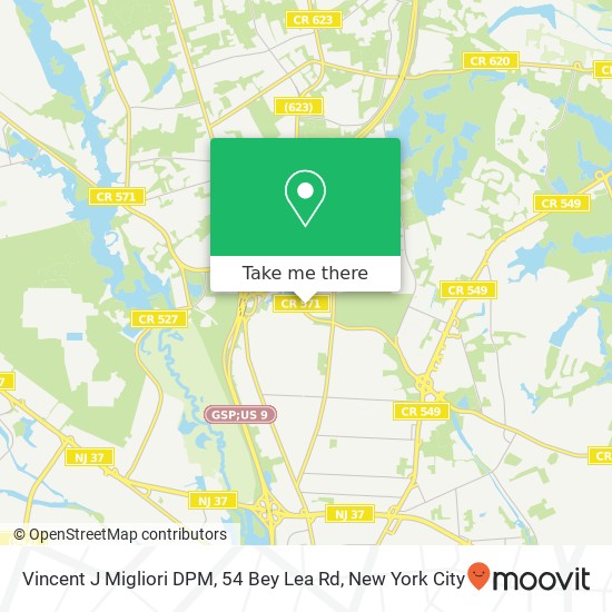 Vincent J Migliori DPM, 54 Bey Lea Rd map