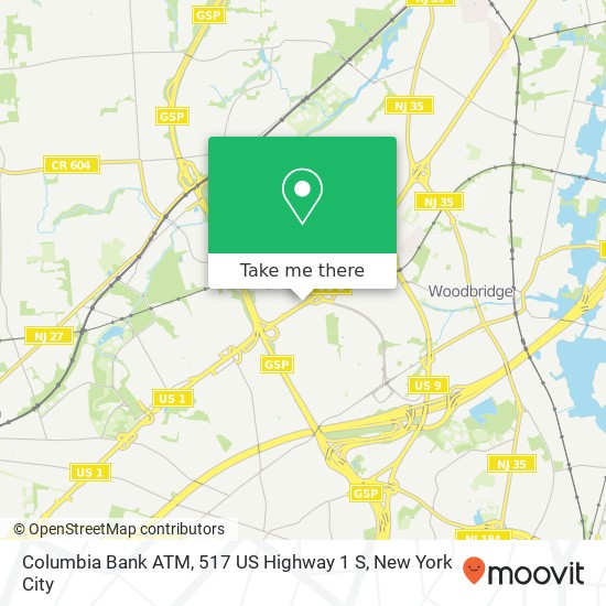 Mapa de Columbia Bank ATM, 517 US Highway 1 S