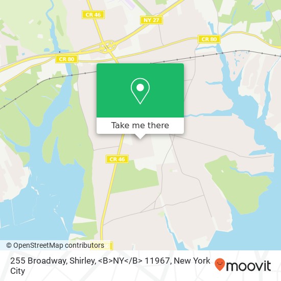 Mapa de 255 Broadway, Shirley, <B>NY< / B> 11967