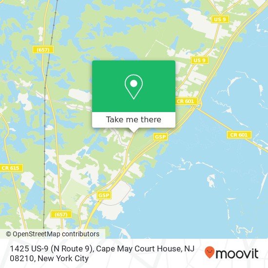 Mapa de 1425 US-9 (N Route 9), Cape May Court House, NJ 08210