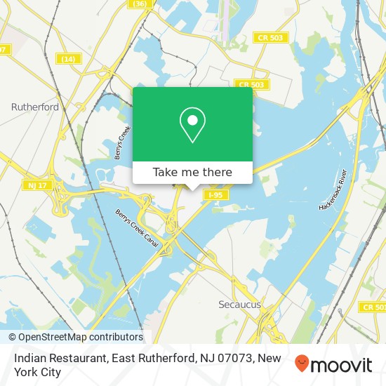Mapa de Indian Restaurant, East Rutherford, NJ 07073