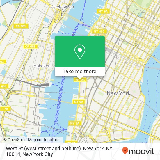 Mapa de West St (west street and bethune), New York, NY 10014