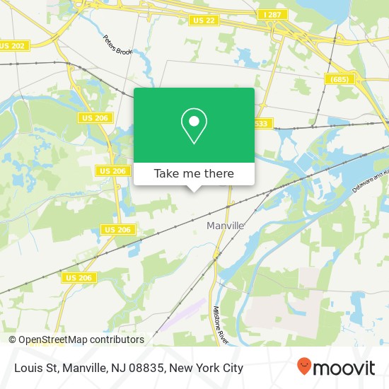 Louis St, Manville, NJ 08835 map