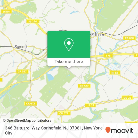 346 Baltusrol Way, Springfield, NJ 07081 map
